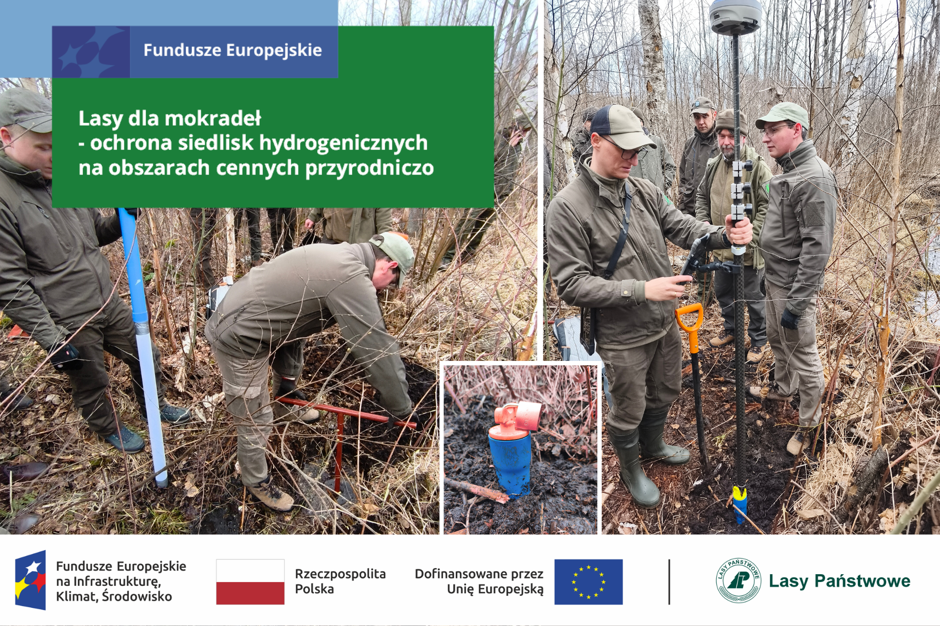 Instalacja piezometru w Uroczysku Las Miejski w Gajewie koło Giżycka.